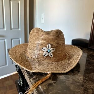 Natural Straw Cowgirl Hat with Shell Accent